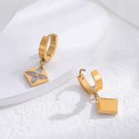 1 Pair Classic Style Cross Round Butterfly Plating Titanium Steel 24k Gold Plated Drop Earrings main image 6