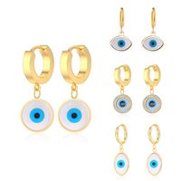 1 Pair Ethnic Style Devil'S Eye Inlay 304 Stainless Steel Rhinestones Shell 18K Gold Plated Drop Earrings main image 1