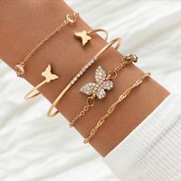 Casual Infinity Leaves Butterfly Stainless Steel Metal Plating Hollow Out Inlay Artificial Pearls Rhinestones Zircon Unisex Bracelets Bangle main image 3