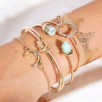 Décontractée Infini Feuilles Papillon Acier Inoxydable Métal Placage Évider Incruster Perles Artificielles Strass Zircon Unisexe Bracelets Bracelet sku image 35