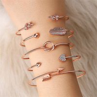 Casual Infinity Leaves Butterfly Stainless Steel Metal Plating Hollow Out Inlay Artificial Pearls Rhinestones Zircon Unisex Bracelets Bangle sku image 34
