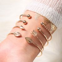 Casual Infinity Leaves Butterfly Stainless Steel Metal Plating Hollow Out Inlay Artificial Pearls Rhinestones Zircon Unisex Bracelets Bangle sku image 13