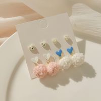Wholesale Jewelry 1 Set Cute Bear Heart Shape Bow Knot Alloy Artificial Pearls Ear Studs main image 5
