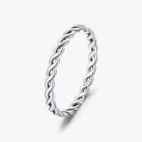 Simple Style Solid Color Twist Sterling Silver Criss Cross Plating Rings main image 6