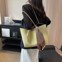 Women's All Seasons Pu Leather Solid Color Basic Ribbon Square Magnetic Buckle Tote Bag main image 6