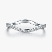 Ins Style Waves Sterling Silver Plating Inlay Zircon Rhodium Plated Wave Ring main image 1
