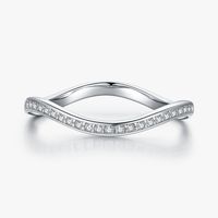 Ins Style Waves Sterling Silver Plating Inlay Zircon Rhodium Plated Wave Ring sku image 3