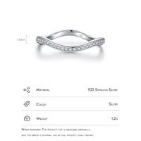 Ins Style Waves Sterling Silver Plating Inlay Zircon Rhodium Plated Wave Ring main image 4