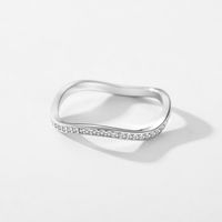 Ins Style Waves Sterling Silver Plating Inlay Zircon Rhodium Plated Wave Ring main image 2