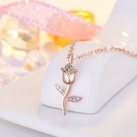 Simple Style Flower Copper Inlay Zircon Pendant Necklace main image 2