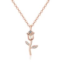 Simple Style Flower Copper Inlay Zircon Pendant Necklace main image 5