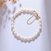 Simple Style Solid Color Freshwater Pearl Beaded Plating Bracelets main image 1