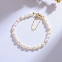 Simple Style Solid Color Freshwater Pearl Beaded Plating Bracelets main image 4