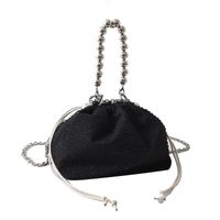 Women's Small Canvas Solid Color Vintage Style Bucket String Crossbody Bag Bucket Bag sku image 1