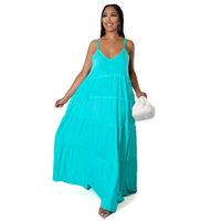 Women's Strap Dress Casual Strap Sleeveless Solid Color Maxi Long Dress Daily sku image 16