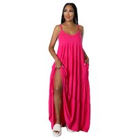 Women's Strap Dress Casual Strap Sleeveless Solid Color Maxi Long Dress Daily sku image 1