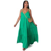 Women's Strap Dress Casual Strap Sleeveless Solid Color Maxi Long Dress Daily sku image 11