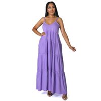 Women's Strap Dress Casual Strap Sleeveless Solid Color Maxi Long Dress Daily sku image 6