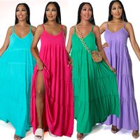 Women's Strap Dress Casual Strap Sleeveless Solid Color Maxi Long Dress Daily main image 1