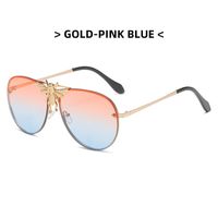 Casual Gradient Color Bee Ac Toad Glasses Frameless Men's Sunglasses sku image 5