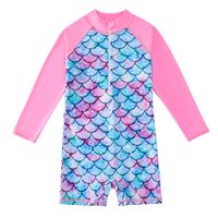 Foreign Trade Children's Swimsuit Long Sleeve Girls' One-piece Mermaid Swimsuit Medium And Big Children Sun Protection Surfing Suit Girls' Swimsuit main image 2
