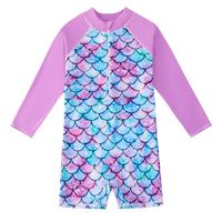 Foreign Trade Children's Swimsuit Long Sleeve Girls' One-piece Mermaid Swimsuit Medium And Big Children Sun Protection Surfing Suit Girls' Swimsuit main image 4