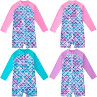 Traje De Baño Para Niños, Traje De Baño De Una Pieza De Sirena De Manga Larga Para Niñas, Traje De Surf De Protección Solar Para Niños Mediano Y Grande, Traje De Baño Para Niñas main image 5