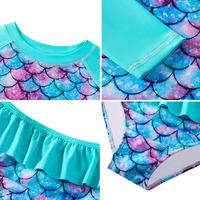 Children's One-piece Swimsuit Long Sleeve Bikini With Mermaid Print main image 2