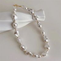 Baroque Style Solid Color Imitation Pearl Titanium Steel Beaded Plating Women's Necklace 1 Piece main image 5