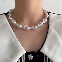 Baroque Style Solid Color Imitation Pearl Titanium Steel Beaded Plating Women's Necklace 1 Piece main image 1