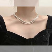 Lady Solid Color Imitation Pearl Titanium Steel Beaded Plating Women's Necklace 1 Piece main image 1