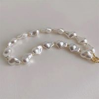 Baroque Style Solid Color Imitation Pearl Titanium Steel Beaded Plating Women's Necklace 1 Piece main image 2