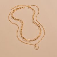 Simple Style Solid Color Alloy Plating Inlay Opal Women's Layered Necklaces 1 Piece main image 4