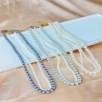 Lady Solid Color Imitation Pearl Titanium Steel Beaded Plating Women's Necklace 1 Piece main image 2
