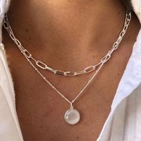 Simple Style Solid Color Alloy Plating Inlay Opal Women's Layered Necklaces 1 Piece main image 1