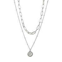 Simple Style Solid Color Alloy Plating Inlay Opal Women's Layered Necklaces 1 Piece main image 3