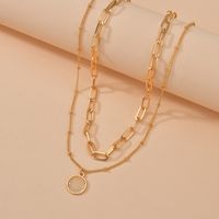 Simple Style Solid Color Alloy Plating Inlay Opal Women's Layered Necklaces 1 Piece main image 2
