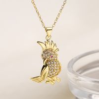 Style Ins Oiseau Le Cuivre Placage Incruster Zircon Plaqué Or 18k Pendentif main image 2