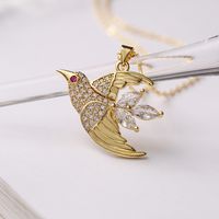 Ins Style Bird Copper Plating Inlay Zircon 18k Gold Plated Pendant Necklace main image 4