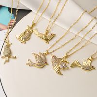 Ins Style Bird Copper Plating Inlay Zircon 18k Gold Plated Pendant Necklace main image 1