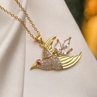Ins-stil Vogel Kupfer Überzug Inlay Zirkon 18 Karat Vergoldet Halskette Mit Anhänger main image 3