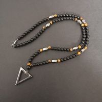 Retro Triangle Round Agate Men's Long Necklace 1 Piece sku image 1