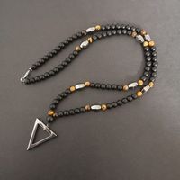 Retro Triangle Round Agate Men's Long Necklace 1 Piece main image 2