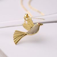 Ins Style Bird Copper Plating Inlay Zircon 18k Gold Plated Pendant Necklace sku image 1