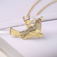 Ins Style Bird Copper Plating Inlay Zircon 18k Gold Plated Pendant Necklace sku image 2