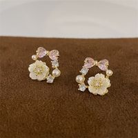 Simple Style Star Heart Shape Flower Copper Plating Inlay Zircon Earrings Ear Studs 1 Pair sku image 17