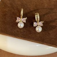 Simple Style Star Heart Shape Flower Copper Plating Inlay Zircon Earrings Ear Studs 1 Pair sku image 22