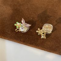 Simple Style Star Heart Shape Flower Copper Plating Inlay Zircon Earrings Ear Studs 1 Pair sku image 6
