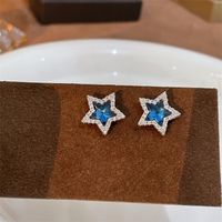 Simple Style Star Heart Shape Flower Copper Plating Inlay Zircon Earrings Ear Studs 1 Pair sku image 16