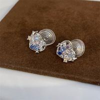 Simple Style Star Heart Shape Flower Copper Plating Inlay Zircon Earrings Ear Studs 1 Pair sku image 20